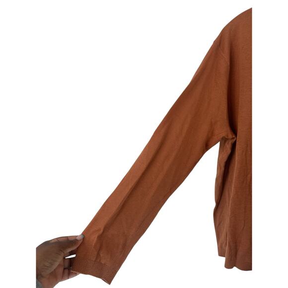 Banana Republic Sweater Men's Orange Silk Linen V-Neck Long Sleeve Knit Large - Picture 6 of 11